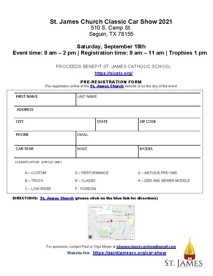 Car Show 2021 St. James Catholic Church Seguin, TX